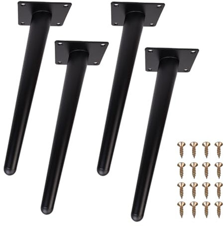 Zllzpzd Patas de Mesa de Metal Negro,Patas inclinadas para Muebles,Patas de Mesa de Metal,Patas cónicas para Muebles,Base de sofá,para mesas,sofás,Muebles de TV,sillas, alacenas,4 Piezas 30 cm