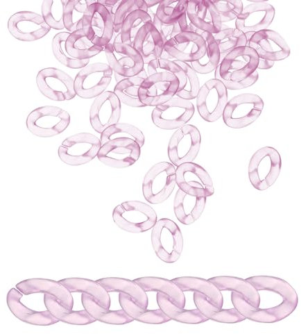 QUARKZMAN 100Stk Acryl Kette Verbindende Ringe Gelenkverbinder Offene Gelenkringe Durchsichtig Plastik C-Clip Haken für Heimwerker Handtasche Brillenschmuck Herstellung Kette Lavender