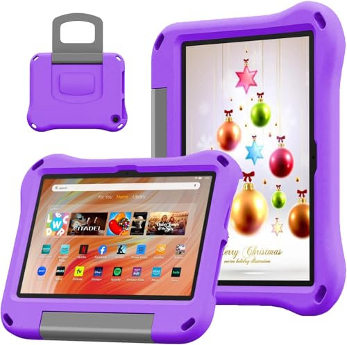 DJ&RPPQ 10inch Tablet-Schutzhülle für Kinder,Schutzhülle für Tablets mit 10 und 10 Plus 2023/2021,stoßfester Griff und Ständer.Purple