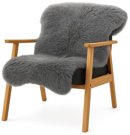 KARAT Pelliccia di agnello vera - Charcoal Grey Fodera soffice per sedia, tappeto decorativo in pelliccia di pecora per soggiorno e cameretta dei bambini, cuscino per seduta, pelliccia decorativa, con