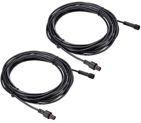 PATIKIL Cavo di Prolunga a 2 Pin da 16,4 Piedi, 2pz 22Awg con Connettore Impermeabile Ip67 Maschio e Femmina Su Entrambe Le Estremità per Strisce Led, Nero