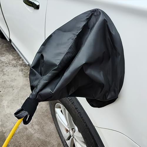 Hbxdeco EV Charger Plug Port Cover, Waterproof Electric Car Charger Plug Cover, Outdoor Rain Sun UV Snow Dust All-Weather Protection, Car Charging Accessories for Most Electric Vehicles(Black)