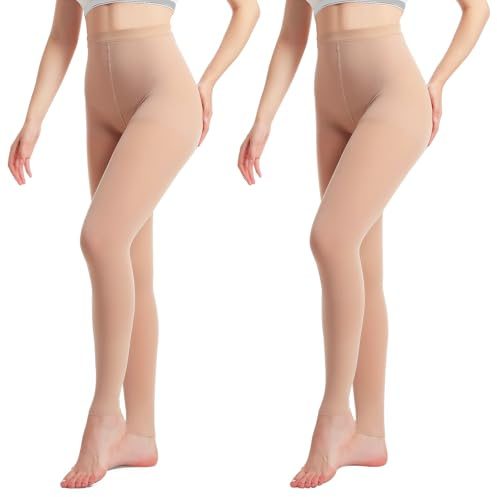 Medizinische Kompressionsstrumpfhose für Damen und Herren, 20–30 mmHg, Beige+Beige, Medium