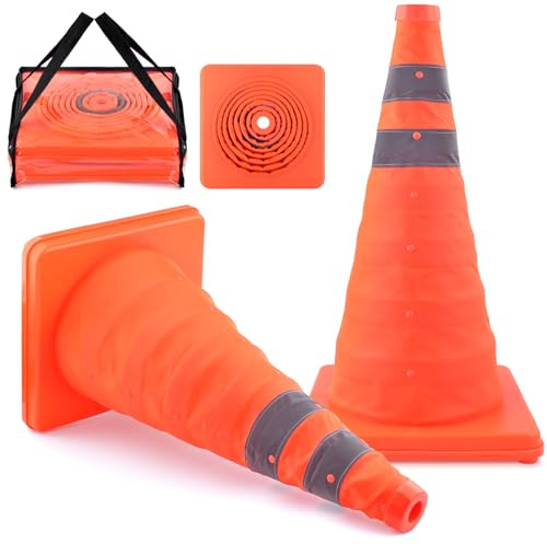 ERKOON 2 Stück Faltbar Leitkegel Warnkegel Verkehrskegel faltbar Pylon Sicherheitskegel Mehrzweck-Popup-Reflektierender Sicherheitskegel