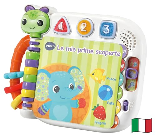 VTech Le Mie Prime Scoperte, Libro Interattivo e Sensoriale per Bambini, Impara il Vocabolario, Più di 20 Suoni Inclusi, Pagine Interattive, Lingua Italiana, Batterie Incluse, 6-36 Mesi