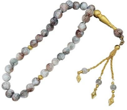 NVOQILIN Islamisches Glas-Gebetskette mit 33 Perlen, Tasbih-Armband, Meditations-Rosenkranz-Armband