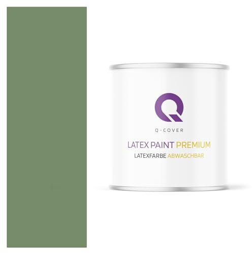 Q-COVER Latexfarbe Abwaschbar 2L (ca.14m2) Dunkelgrün Farbton Innenfarbe Wandfarbe Deckenfarbe Klasse 2 Mattfarbe Für Allergiker Scheuerfest Geruchlos Frei Von Voc