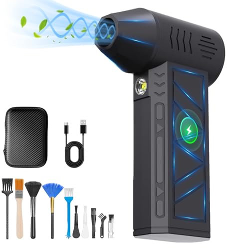 Seyaom Cordless Compressed Air Duster for PC Cleaning – 130000RPM Portable Electric Dust Blower with 4 Speed, Reusable Air Blaster for Laptop Keyboard, Car, and Sofa