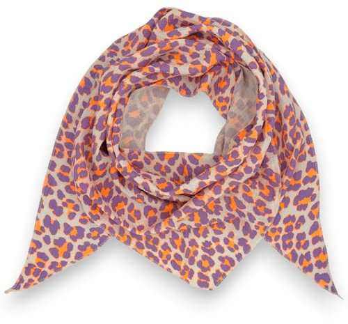 Musselin-Baumwolle Schal Damen Leo Mady Italy 195 x 72 cm Herbst Winter Halstuch (Orange-Lila)