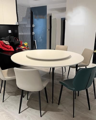 ENHEN Klapptisch Rund Robuster, Runder Drehtisch – für Drinnen und Draußen, Kommerzielle, Dicke Tischplatten für Bistrorestaurants, für Flohmärkte(130cm/51inch+80cm)