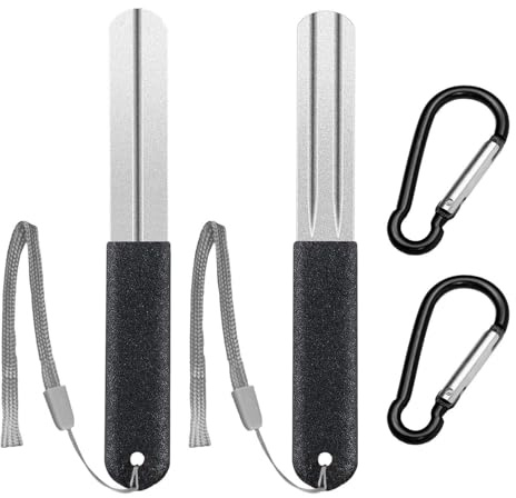 WUFGWBD 2 Pcs Mini Sharpening Stones, 2 Pcs Carabiners, Fishhook Hook Sharpener, Diamond Dart Sharpening Stone, Handy Sharpener, Fishing Hook Accessories