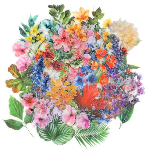 200 pegatinas de flores, pegatinas de flores y plantas transparentes de PET, colores retro, impermeables y duraderas, adecuadas para diarios de bricolaje, álbumes de recortes