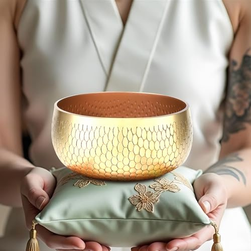 Tibetan Singing Bowl Set — Meditation Sound Bowl Handcrafted in Nepal, Long Lasting Sound for Deep Calming Relaxation, Meditation, and Sound Bowl Healing | Includes Mallet & Cushion(5) (4)