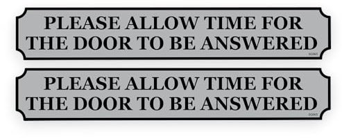 2 Pack - Sticker Gold - 18cm Please Allow Time For The Door To Be Answered Self Adhesive Stickers - Sign, Letter Box, Front Door, Disabled, Elderly Notice Grey SG065