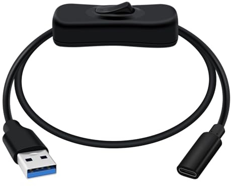 HuaLiSiJi USB C Buchse auf USB 3.0 Stecker A Adapter Kabel mit Schalter Unterstützt 5Gbps Datenübertragung für Handy, iPad, Laptop, U Stick (Schwarz, 1 m)