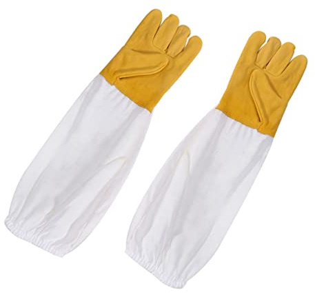BAZEITFLOW Gants Apiculture Peau De Mouton Blancs Gants De Protection Pour Apiculteurs De Sécurité Résistants Aux Piqûres Pour Usage Domestique Et Extérieur