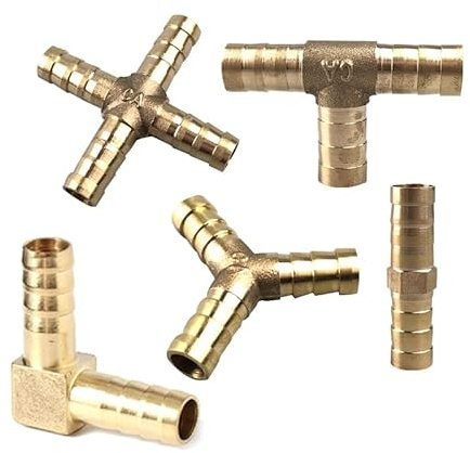 IkErna 5Pcs Fittings Connector Copper Pagoda Air Fuel Water Tube Brass Barb Pipe Fitting Barbed Joint Coupler Adapter for 4Mm 5 6 8 10 12Mm/Y-3-Way/Od 8 Mm