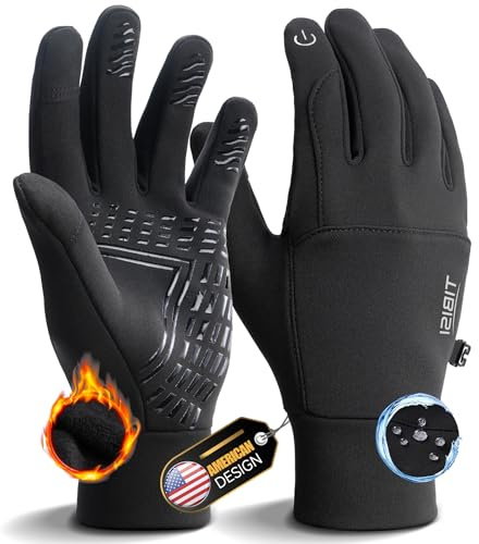 PULIOU Winter Waterproof Thermal Gloves for Men Women, Cold Weather Windproof Ski Snow Gloves with Touchscreen Fingers for Running Cycling Hiking Driving