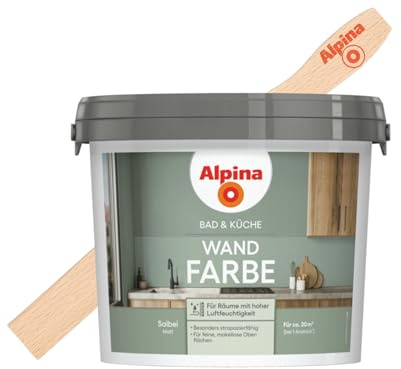 Alpina Bad & Küche Wandfarbe Salbei matt – inkl. Rührholz – 2,5 Liter