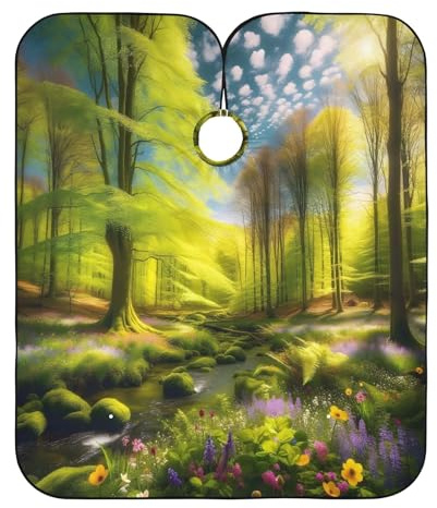 Capa de tela de peluquero verde bosque para teñir el cabello, impermeable, suministros de peluquería para el hogar, 64.9 x 55.1 pulgadas
