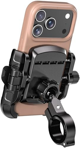 Kewig Motorcycle Phone Mount Holder with Aluminum Alloy Mounting Base, [1s Lock & Release] [Camera Friendly] Bike Handlebar Cellphone Mount for Bicycle Bike Scooter ATV, Fit 5.4-7.2 Smartphone