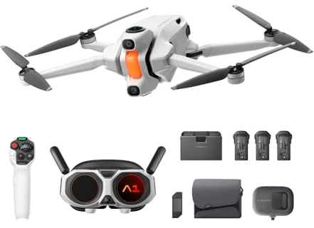 Antigravity A1 Pack infini (3 batteries haute capacité) – Drone 360 8K, Point-to-Fly, évitement d’obstacles, 249 g et rabattable, Deep Track, retour automatique, portée de 10 km, édition auto