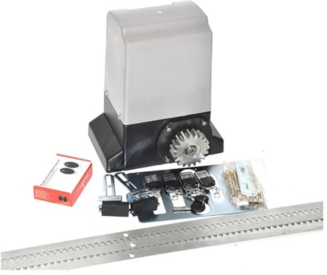 Motorisation pour portail coulissant, Ouvre-porte coulissant automatique robuste, avec Rails métalliques en acier de 4m ou 5m, for porte jusqu'à 1200kg, moteur(KIT7)
