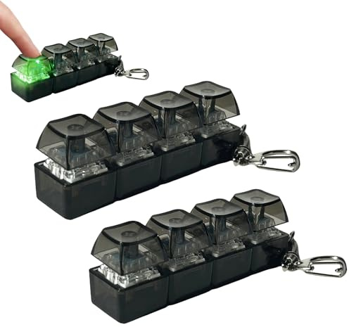 2st Light Up Tangentbord Fidget Toy, 4-knapps Clicky Fidget-tangentbord, bärbar stressavlastande nyckelring, Keyboard Fidget-nyckelring med LED-lampor, sensoriska leksaker för vuxna, barn