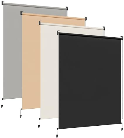 HOMEDEMO Außenrollo Senkrechtmarkise Außen, 220g/m² Stoff, Balkonrollo sonnenschutzrollo, Outdoorrollo Wetterfest Windschutz Sichtschutz, Vertikalmarkise für Balkon & Terrasse, 140x140cm Anthrazit