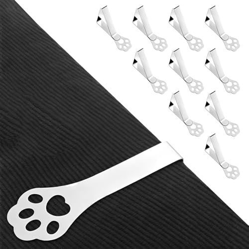 Tischtuchklammern Edelstahl 10 Stück - Tischdeckenklammern Katzenpfote für Dicke Tische, Tischdeckenhalter Draußen für Gartentisch, Balkon & Gastronomie, Rutschfeste Tischdecken Clips Set