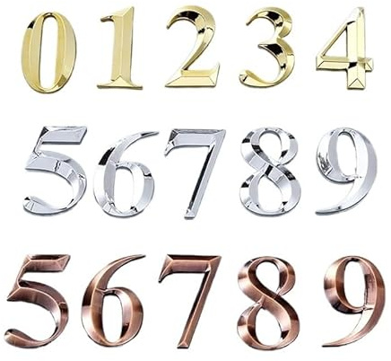 Door Numbers, 3D Address Number Plate Multicolor Digits 0-9 7x4.5x0.8cm(Silver,9)