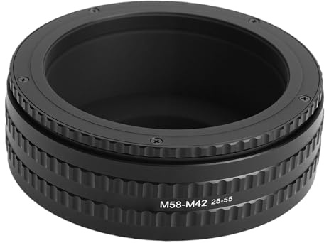 Bewinner Adattatore Elicoidale con Messa a Fuoco Regolabile da 25-55 Mm da M58 a M42 Tubo di Prolunga Macro per Obiettivi Vintage, Fotografia Macro di Precisione, Compatibile con Fotocamere con