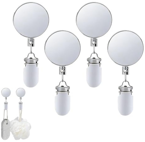 Genérico Gancho Toallero Adhesivo | 4 Piezas Soporte Metálico de Rebote Automático | Con Cuerda Retráctil de 65 cm y Gancho Adhesivo para Toalla de Baño | Cocina, Paño De Cocina, Llaves, Hogar