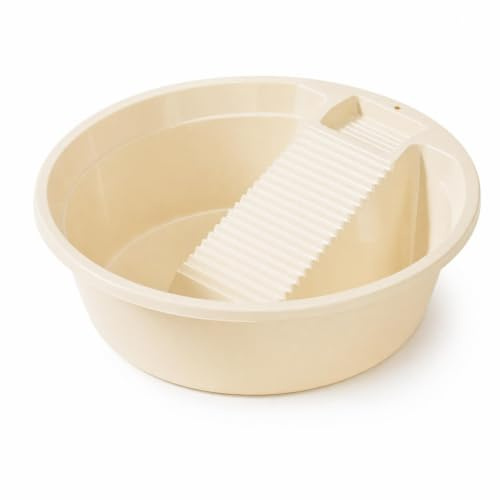 XLWLLNJ Bassine à Linge avec Planche à Laver Intégrée Bassin Cuve Lavabo Polypropylène Robuste pour Usage Intensif Profondeur Accrue pour Tremper Pulls et, Jaune Laiteux, Grand