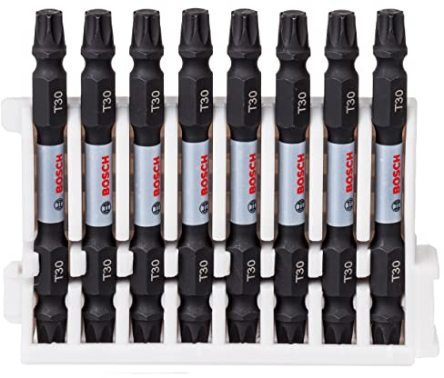 Bosch Accessories Bosch Professional 8tlg. Doppelschrauber Set Torx (Impact Control, 8 x T30-T30 Bits-Länge: 65mm, Pick and Click, Zubehör Schlagschrauber Bohrschrauber)