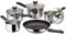 Judge Vista Set of 5 Stainless Steel Draining Pans in Gift Box - 16cm 18cm 20cm Saucepans with Lids, 14cm Milk Pan, 26cm Non-Stick Frying Pan, Induction Ready, 25 Year Guarantee