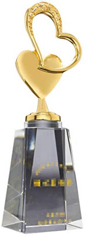 Coupes Trophées Trophée Party Excellent Trophée du Personnel Sport Trophée de Compétition Anniversaire Cadeau de Vacances Décoration Salon de la Maison Forme d'amour (Color : Clear, Size : 7 * 26CM)