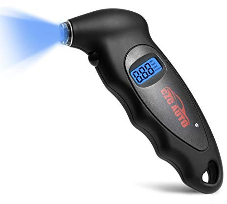 CZC AUTO Digital Tyre Pressure Gauge Checker 150 PSI 4 Ranges with Light Nozzle, Backlight LCD Display & Non-Slip Grip for Car Truck Bike Motorcycle, Black