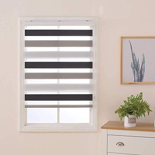 Doppelrollo Klemmfix Ohne Bohren 100cm x 160cm Duo Rollo, Zebrarollo Seitenzugrollo Easyfix für Fenster & Türen - Mixed