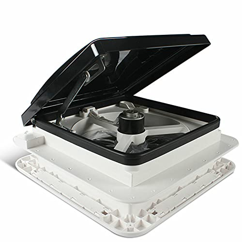 Fetcoi Wohnmobil Luke Dachlüfter Lüfter RV Wohnwagen Entlüftung Dachhaube Auspuff Dachluke Mit LED Licht, Abluftventilator, für Caravan Camper, 28 * 28cm, Wasserdicht schalldicht, schwer zu altern