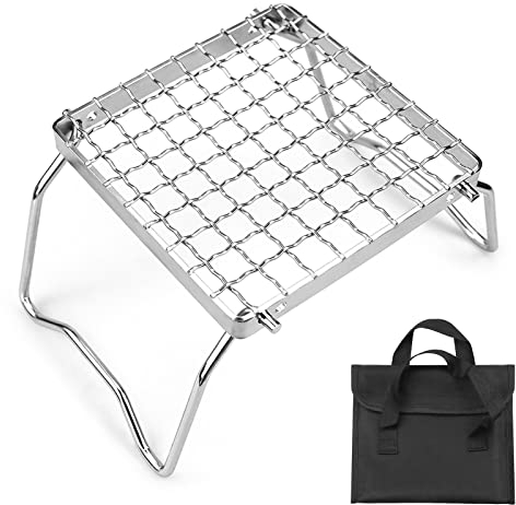 Daoco Picknick-Grill im Freien,Mini-Edelsta-Grill, klappbar, Herdständer, Grill, Camping, Topflappen, Grillnetz, Ultraleicht, Brennholz, Halterung, Grill, Drahtgeflecht, Backen, Braten, Künetz, Pl