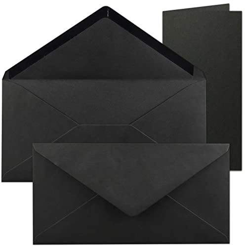 25x Faltkarten-Set mit Briefumschlägen in Schwarz DIN Lang - Nassklebung - 21 x 10,5 cm - FarbenFroh by GUSTAV NEUSER