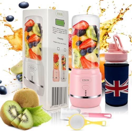 Blender smoothie maker Portable Mini Blender Rechargeable 420ml Cup Mini Blender with 6 Stainless Steel Blades Cooler Sleeve Premium Blenders for Smoothies Personal Blender for Office, Gym