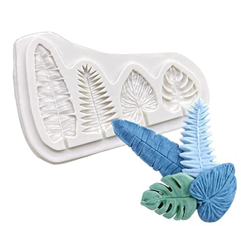 Fopytu Moule De Silicone À Feuilles, Feuilles Tropicales Moule Ventilateur De Palmier Moule De Feuille Moule Fondant Au Chocolat pour Chocolades Coupe De Boulangerie Câteaux De Sucre Décoration