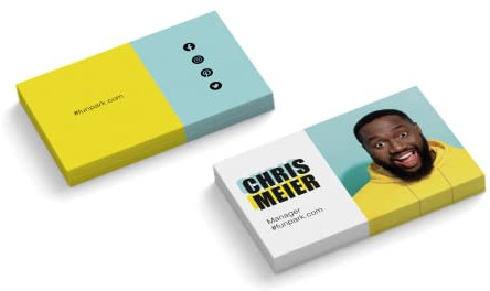 Visitenkarten personalisiert | mit Foto | Design Happy Day | 2-seitig | Querformat | Menge + Papier zur Auswahl | selbst gestalten | hochwertiger Druck | 350 g Qualitätsdruck (250 Stück)
