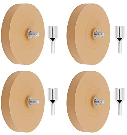 Yuhtech 4 Pcs Folienradierer mit Adapter, Radierer Bohrmaschine Klebereste Entfernen Auto, für Bohrmaschinen, Akku-Schrauber, Geradschleifer