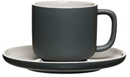 Ritzenhoff & Breker Jasper Kaffeetasse mit Untertasse, Grau, 240 ml, Kaffeegeschirr mit Soft-Touch-Haptik & Mattglasur, Spülmaschinengeeignet