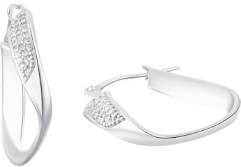 JOOP! Creolen 925 Sterling Silber Damen Ohrschmuck, mit Zirkonia synth., 2,4 cm, Silber, Kommt in Schmuck Geschenk Box, 2036197