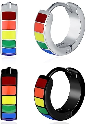 feilok Ohrringe Edelstahl Regenbogen Creolen Knorpel Huggie Männer Ohrstecker Ohrringe für Männer Damen
