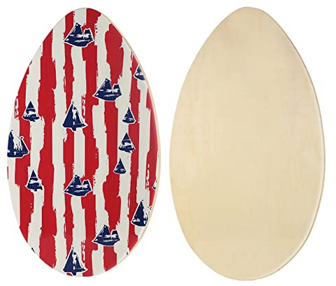 HQO LOVL Skimboard 89 cm skidbräde för barn vuxna träskidor med högglansig kappa för strand skidbrädor för nybörjare till mellanliggande (segelbåt)
